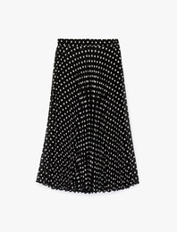 Pileli Puantiyeli Midi Şifon Etek