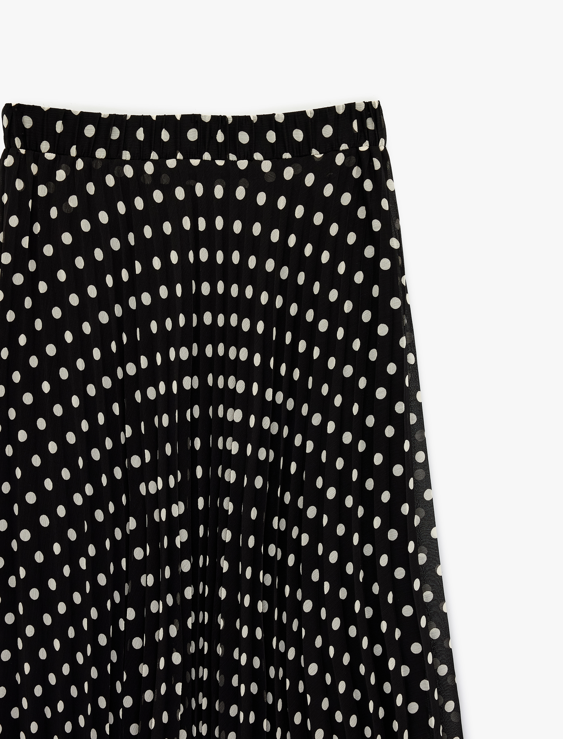   Pileli Puantiyeli Midi Şifon Etek