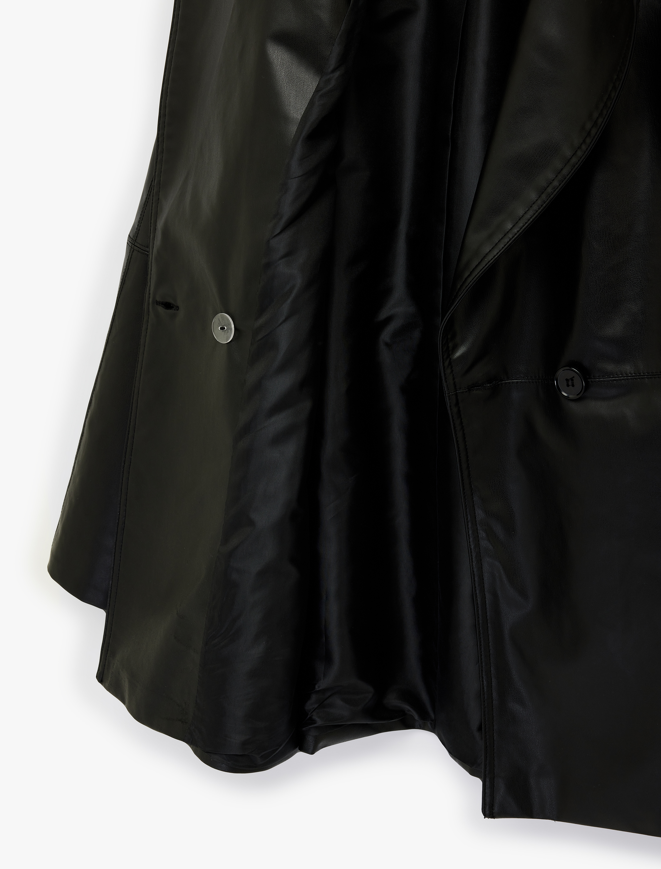   Cepli Kemer Detaylı Uzun Kollu Suni Deri Trençkot