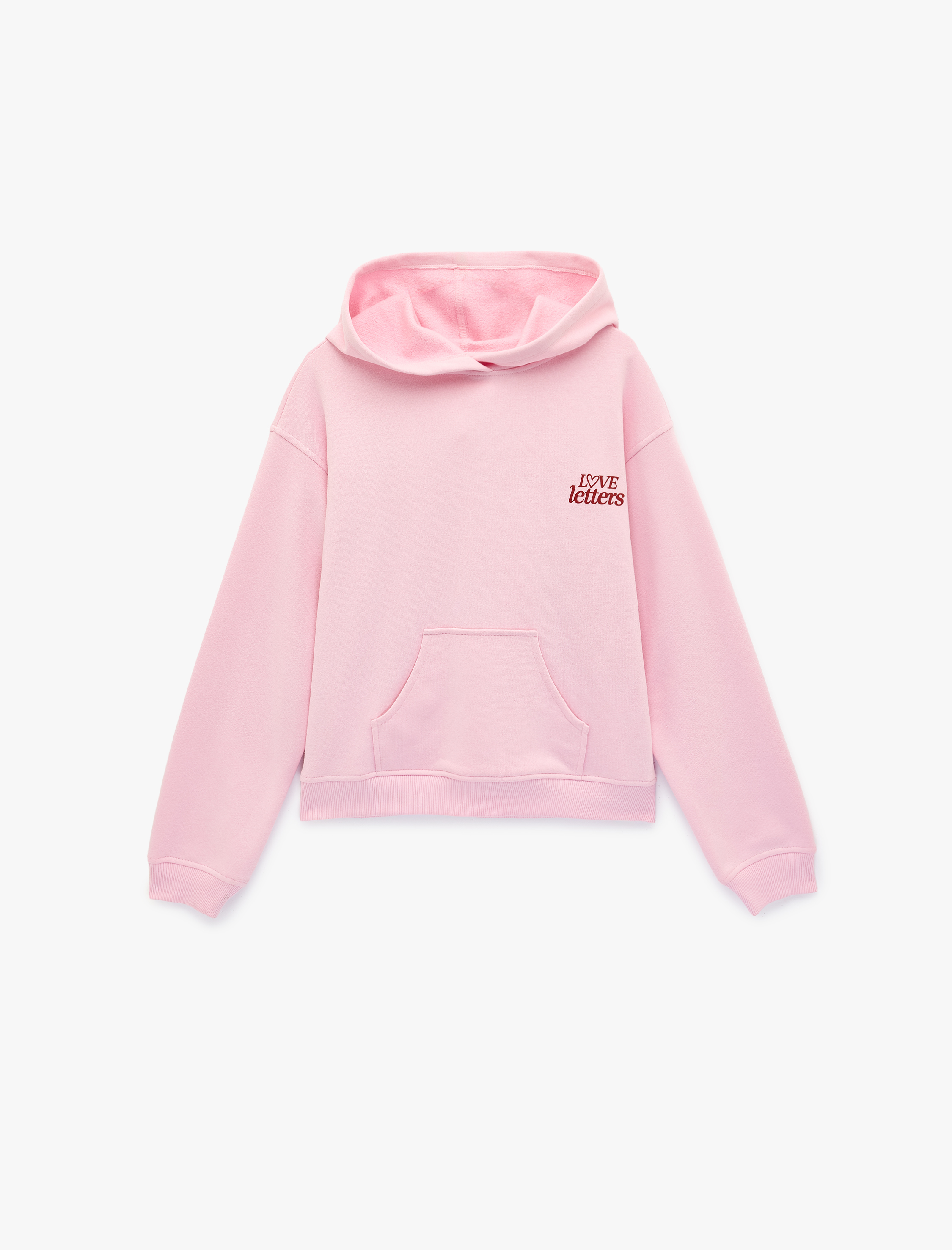   Uzun Kollu Kapüşonlu Kanguru Cepli Baskılı Sweatshirt