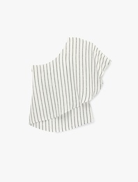 Modal Kumaş Çizgili Tek Omuz Bluz