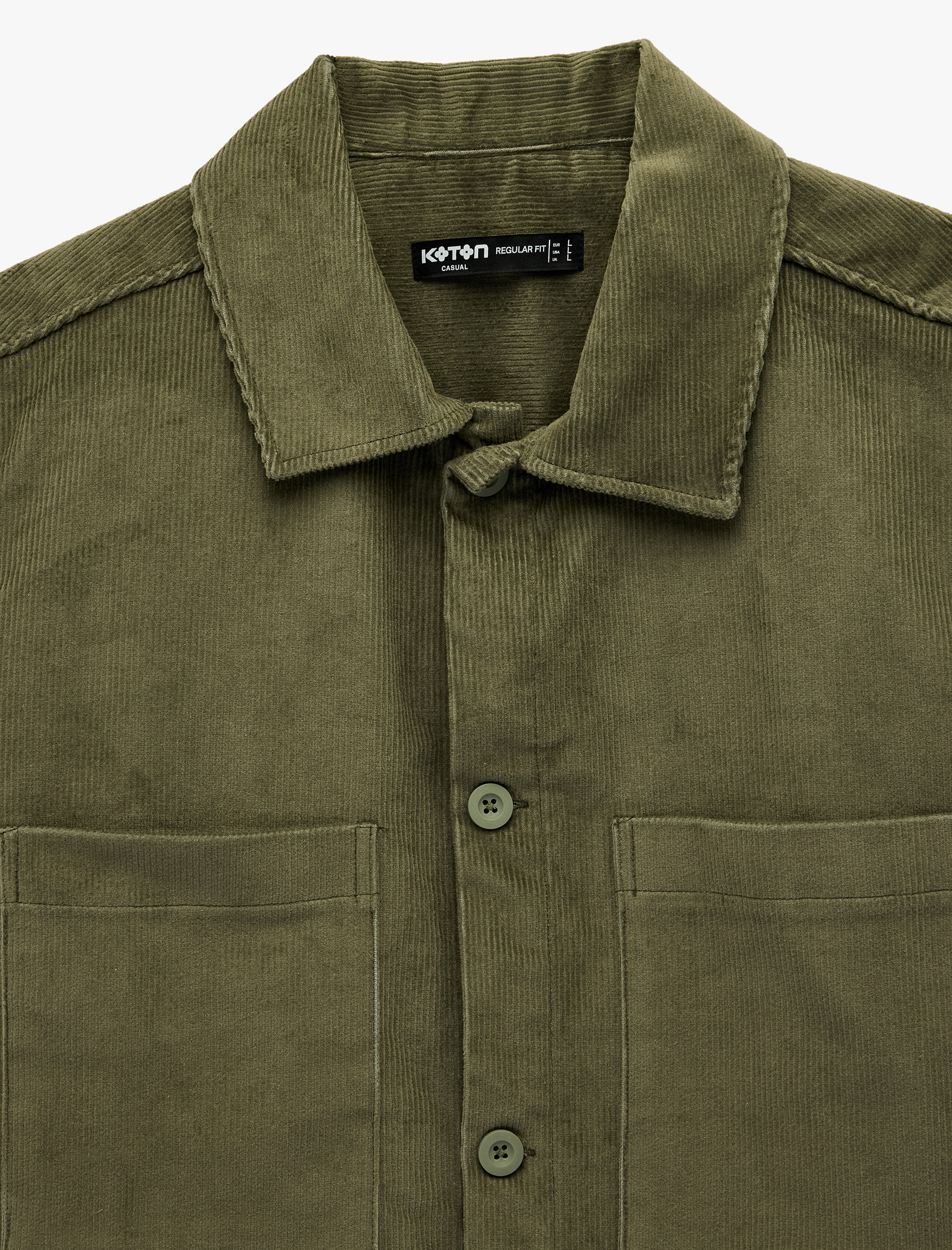   Regular Fit Uzun Kollu Cepli Pamuklu Klasik Yaka Fitilli Kadife Gömlek