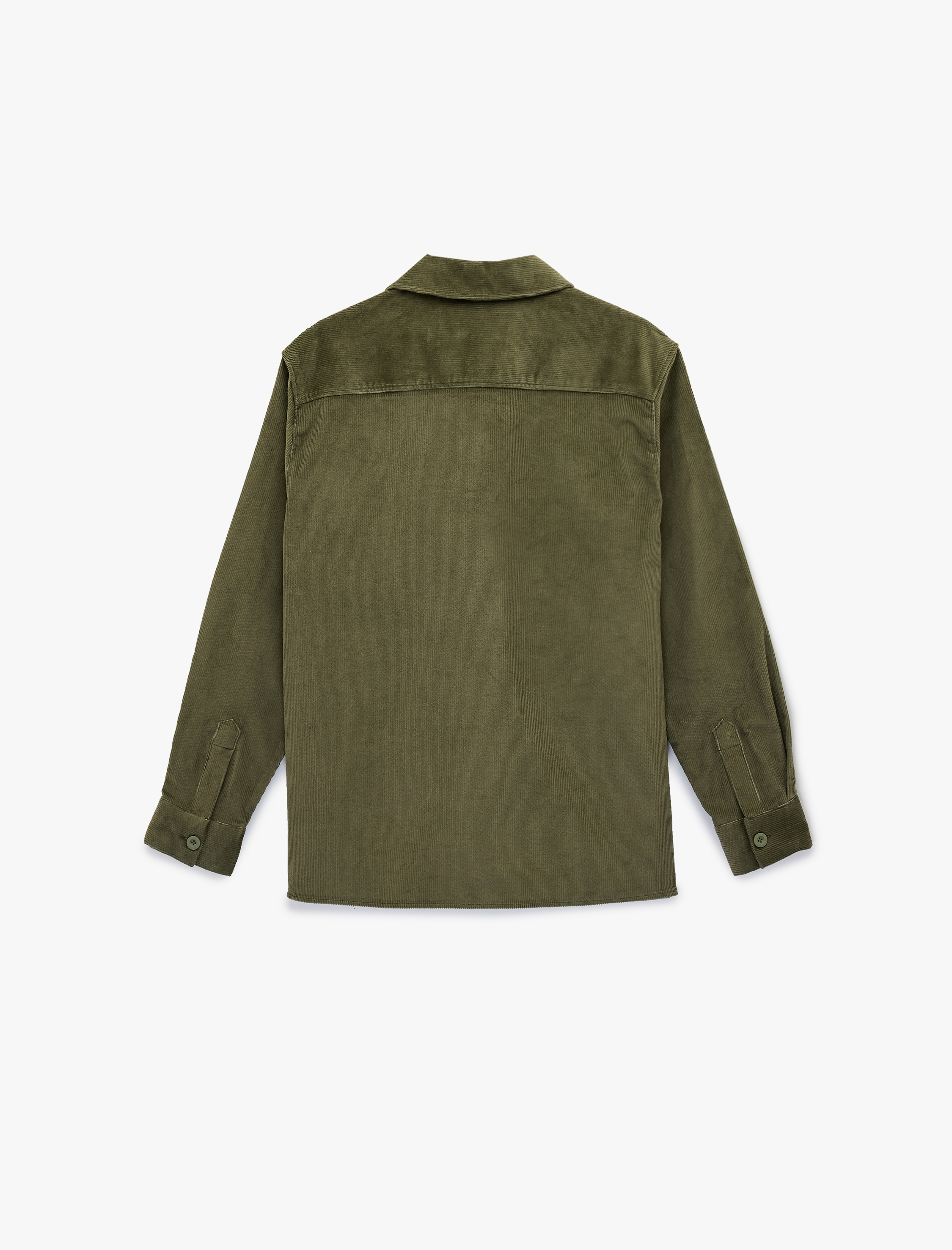   Regular Fit Uzun Kollu Cepli Pamuklu Klasik Yaka Fitilli Kadife Gömlek