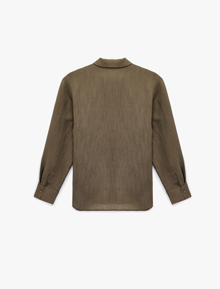  Klasik Yaka Uzun Kollu Viskon Oversize Gömlek