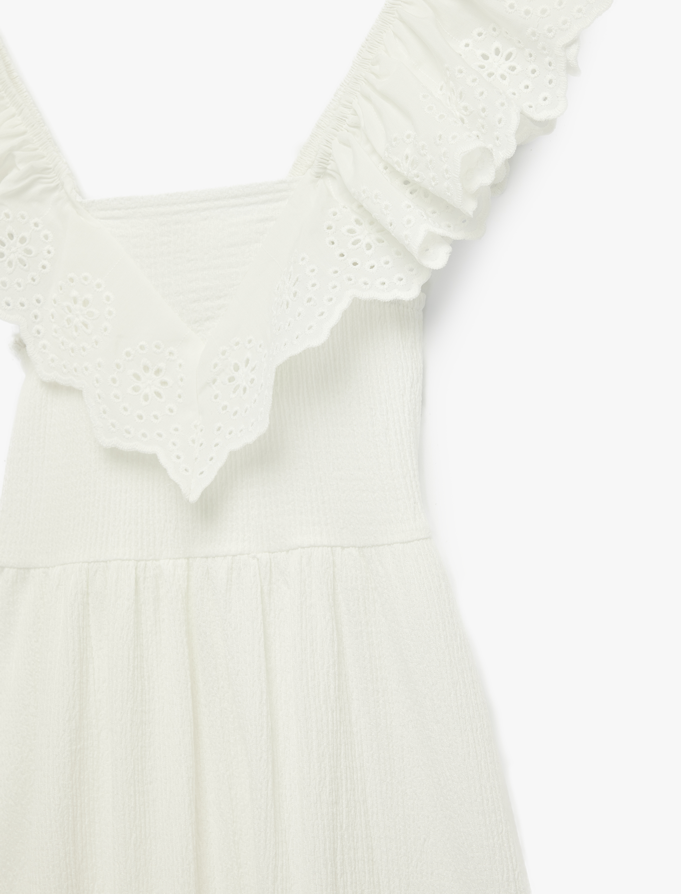  Kız Çocuk Kare Yaka Kolsuz Katmanlı Pileli Midi Elbise