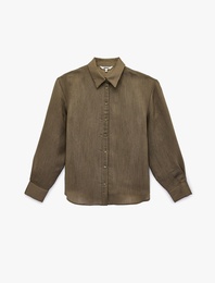 Klasik Yaka Uzun Kollu Viskon Oversize Gömlek