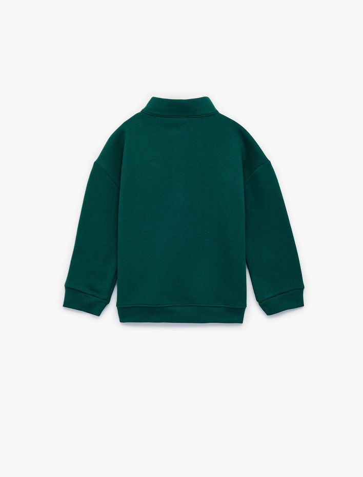 Erkek Bebek Pamuklu Uzun Kollu Yarım Fermuarlı Dik Yaka Sweatshirt