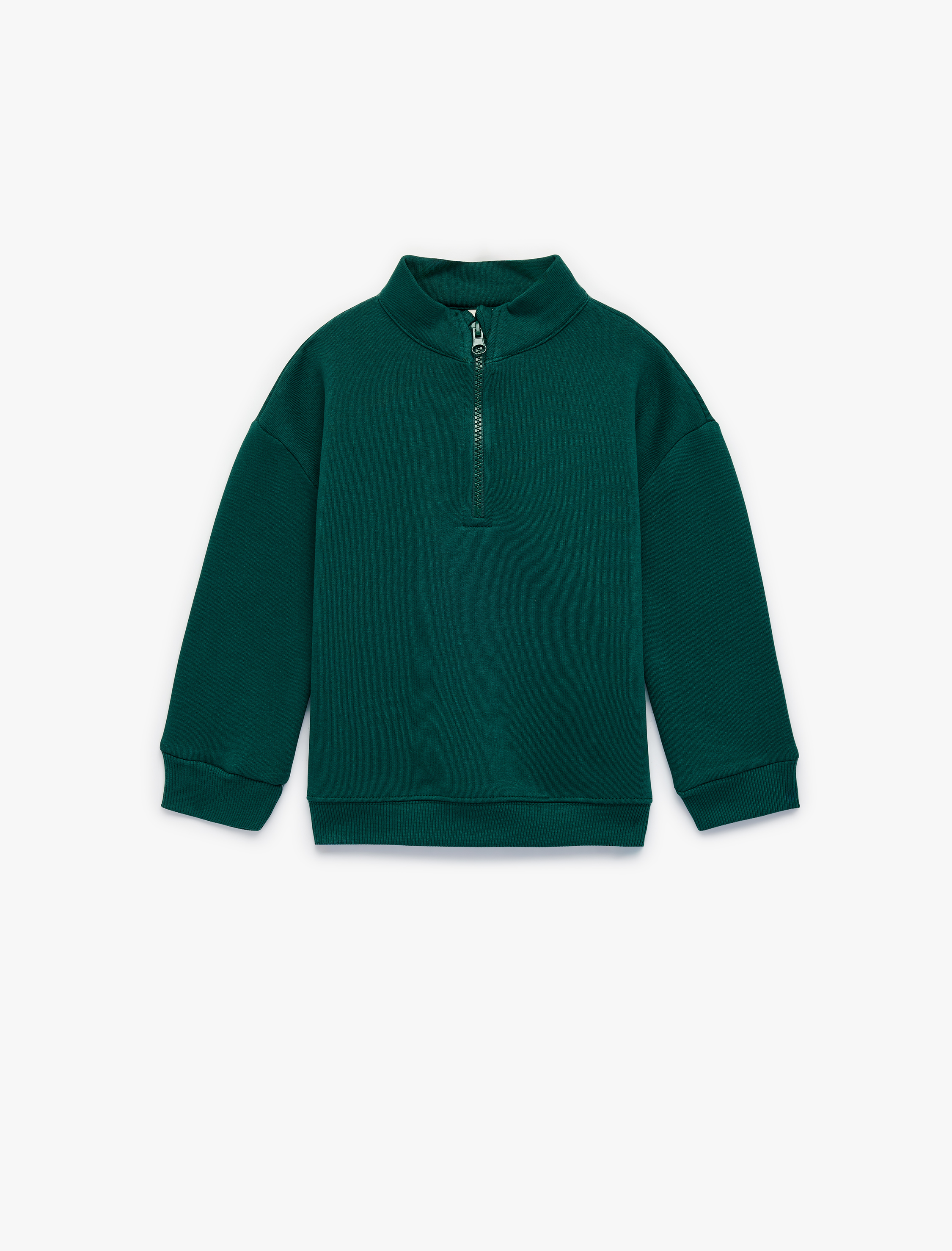  Erkek Bebek Pamuklu Uzun Kollu Yarım Fermuarlı Dik Yaka Sweatshirt