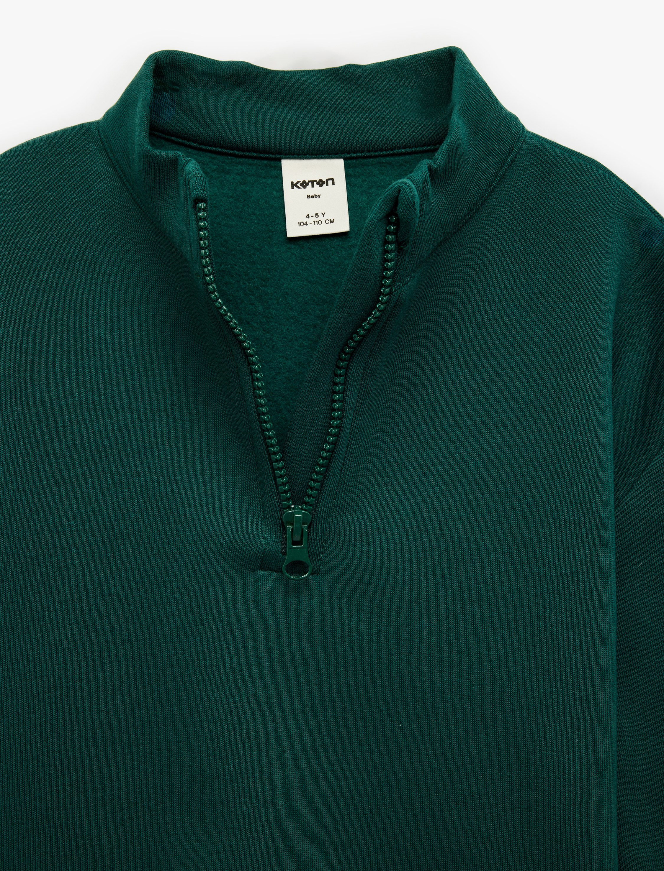  Erkek Bebek Pamuklu Uzun Kollu Yarım Fermuarlı Dik Yaka Sweatshirt