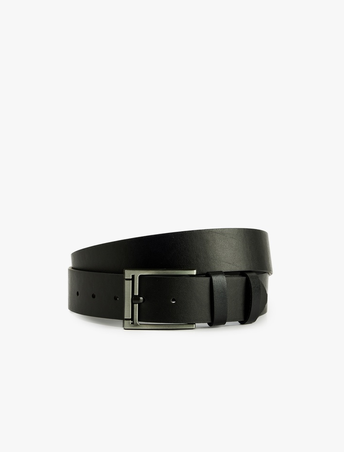 Erkek Dikdörtgen Tokalı Suni Deri Kemer