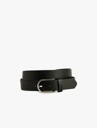 Oval Tokalı Suni Deri Kemer