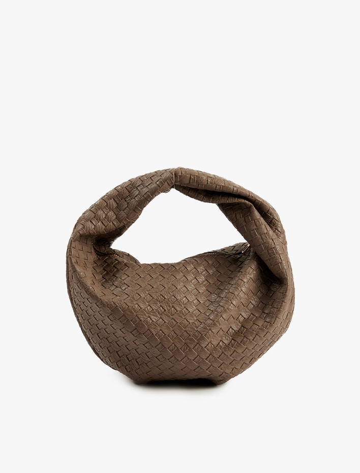 Kadın Örgü Dokulu Fermuarlı El Çantası