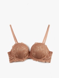 Ekstra Dolgulu Destekli Dantelli Sütyen