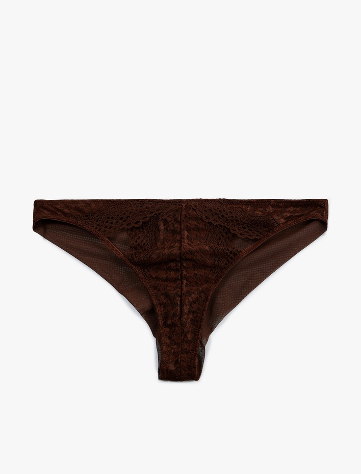  Viskon Karışımlı Dantel Detaylı Brazilian Külot
