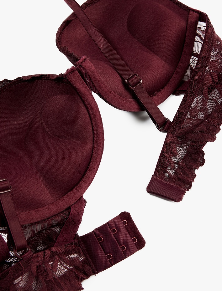  Dantel Detaylı Destekli Ekstra Dolgulu Sütyen