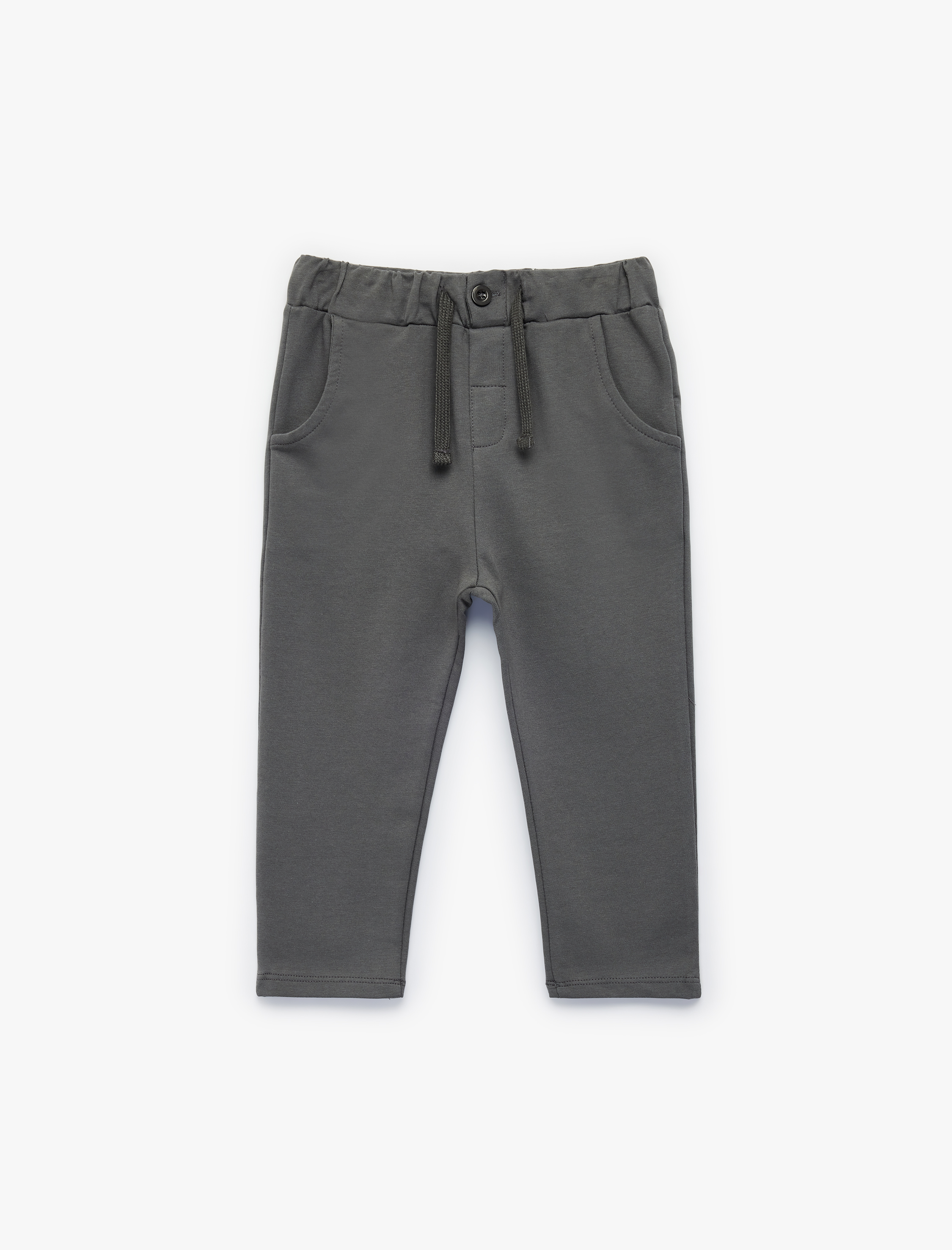  Erkek Bebek Beli Ayarlanabilir Lastikli Düğmeli Pamuklu Eşofman Altı