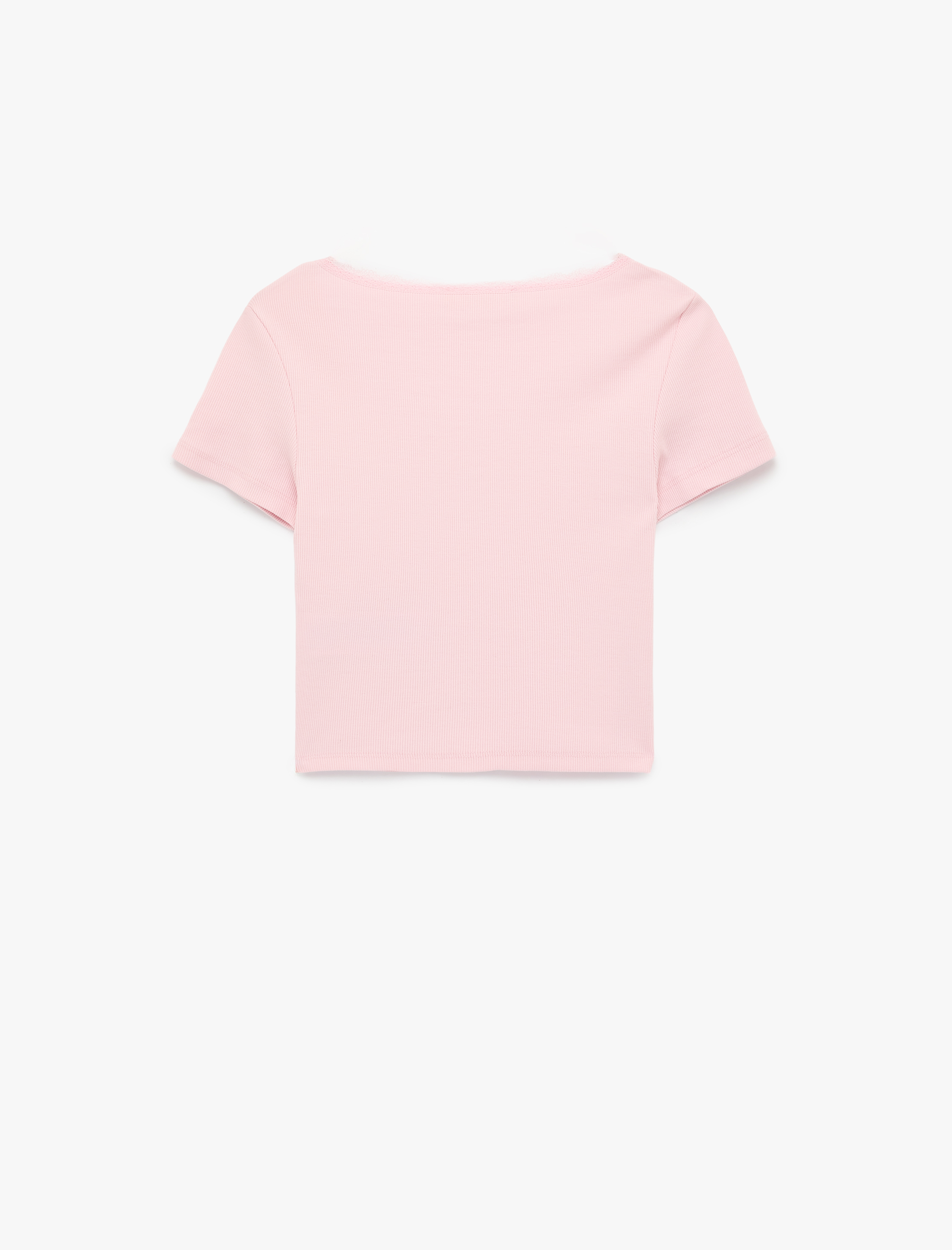   Kısa Kollu U Yaka Slim Fit Pamuklu Crop Tişört