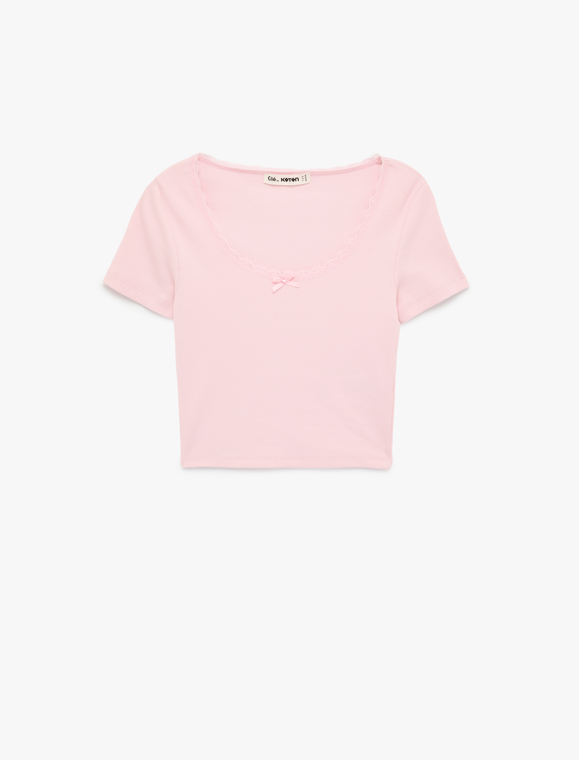   Kısa Kollu U Yaka Slim Fit Pamuklu Crop Tişört