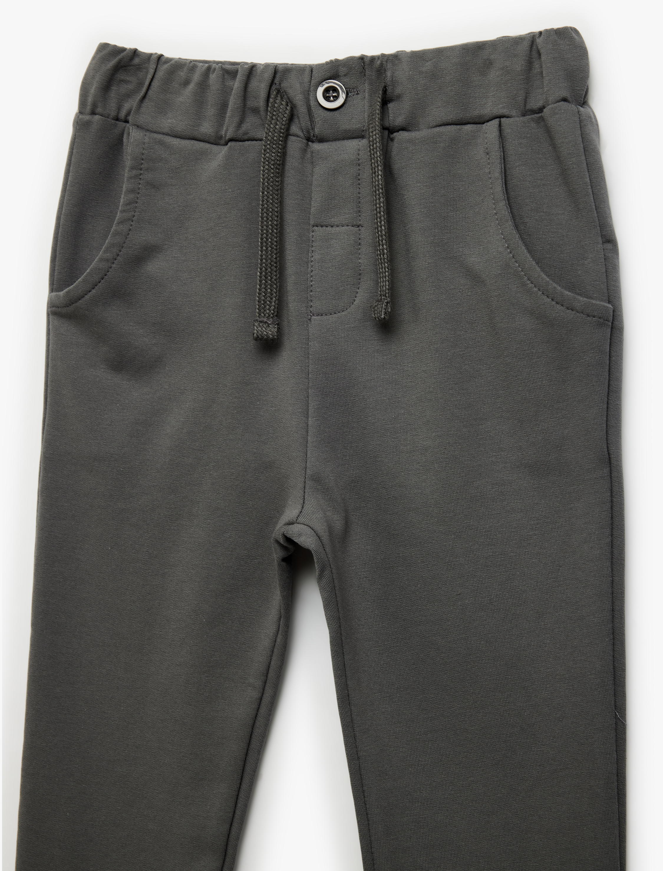  Erkek Bebek Beli Ayarlanabilir Lastikli Düğmeli Pamuklu Eşofman Altı