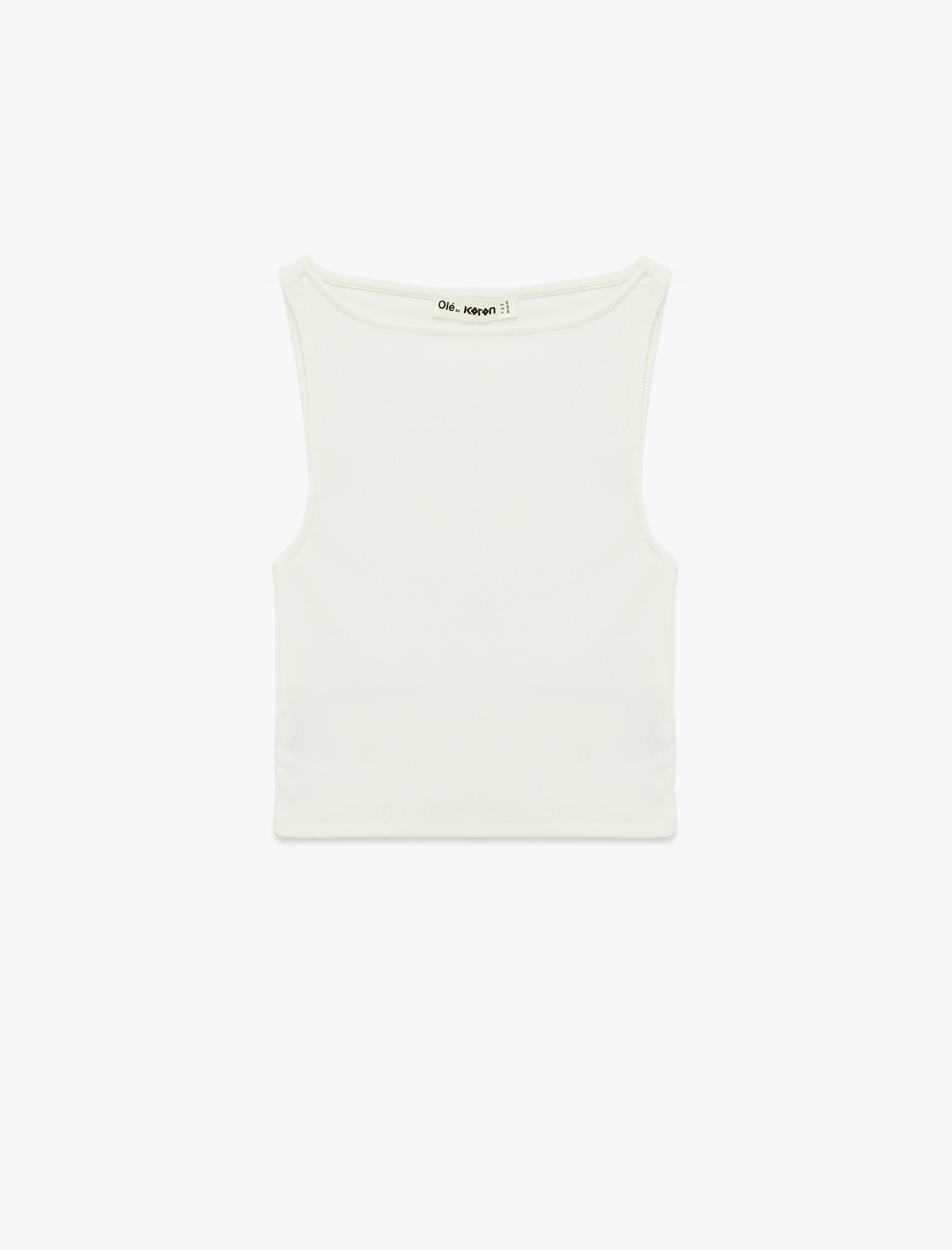   Kolsuz Kayık Yaka Slim Fit Crop Bluz