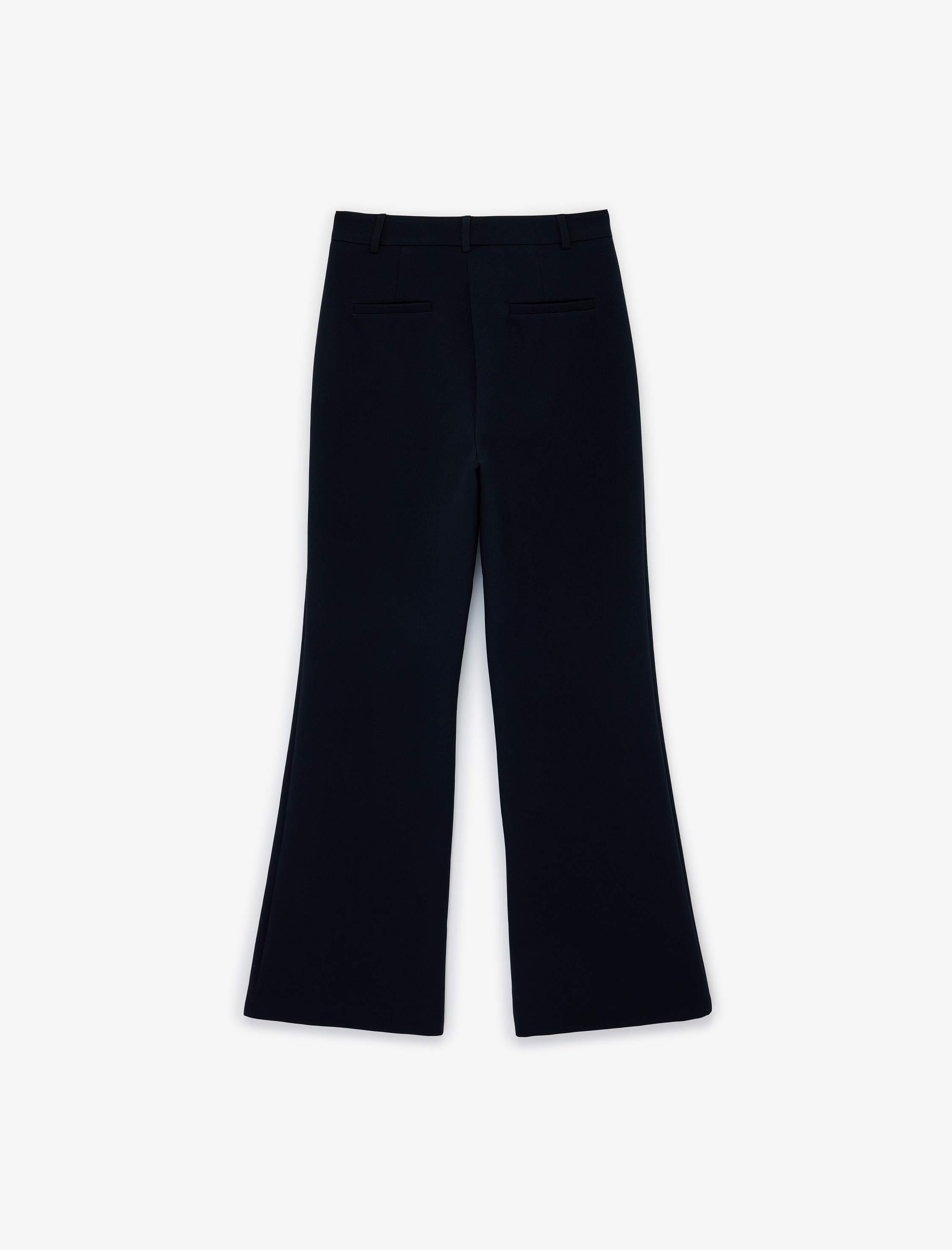   Aplike Cep Detaylı Yüksek Bel Geniş Paça Pantolon