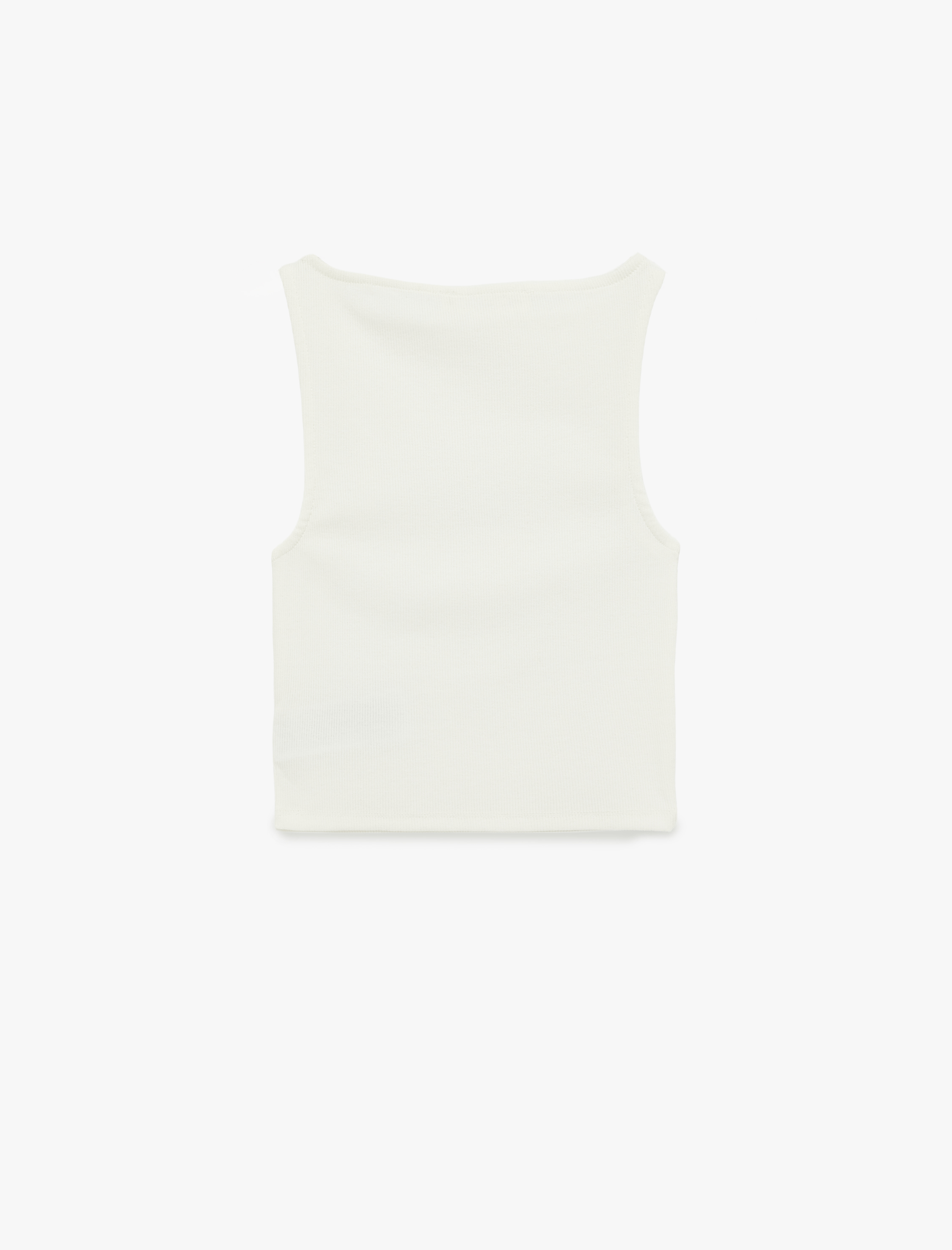   Kolsuz Kayık Yaka Slim Fit Crop Bluz