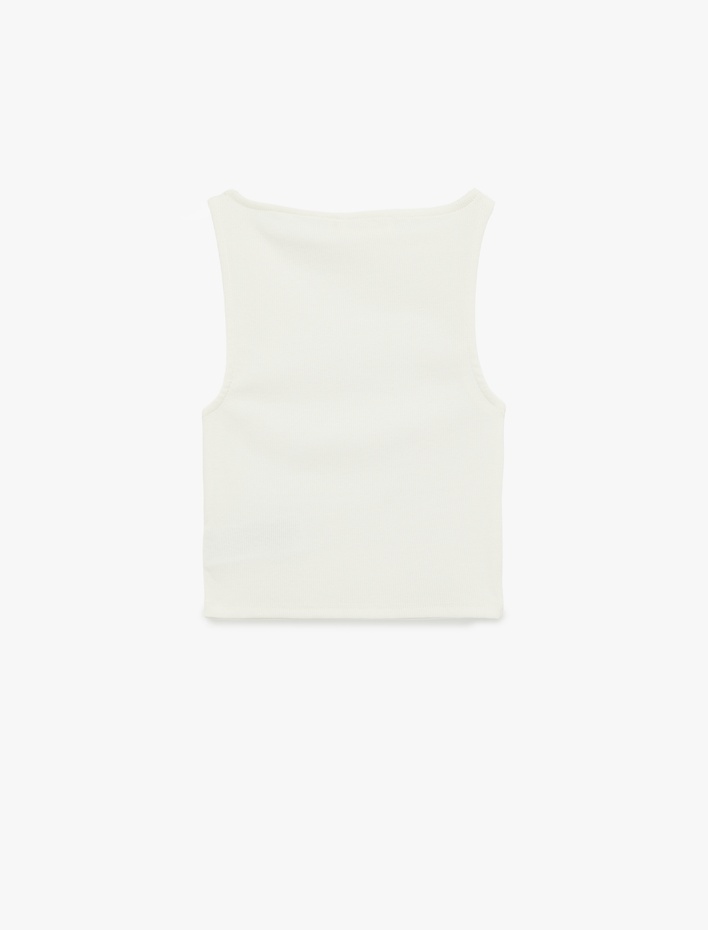  Kolsuz Kayık Yaka Slim Fit Crop Bluz