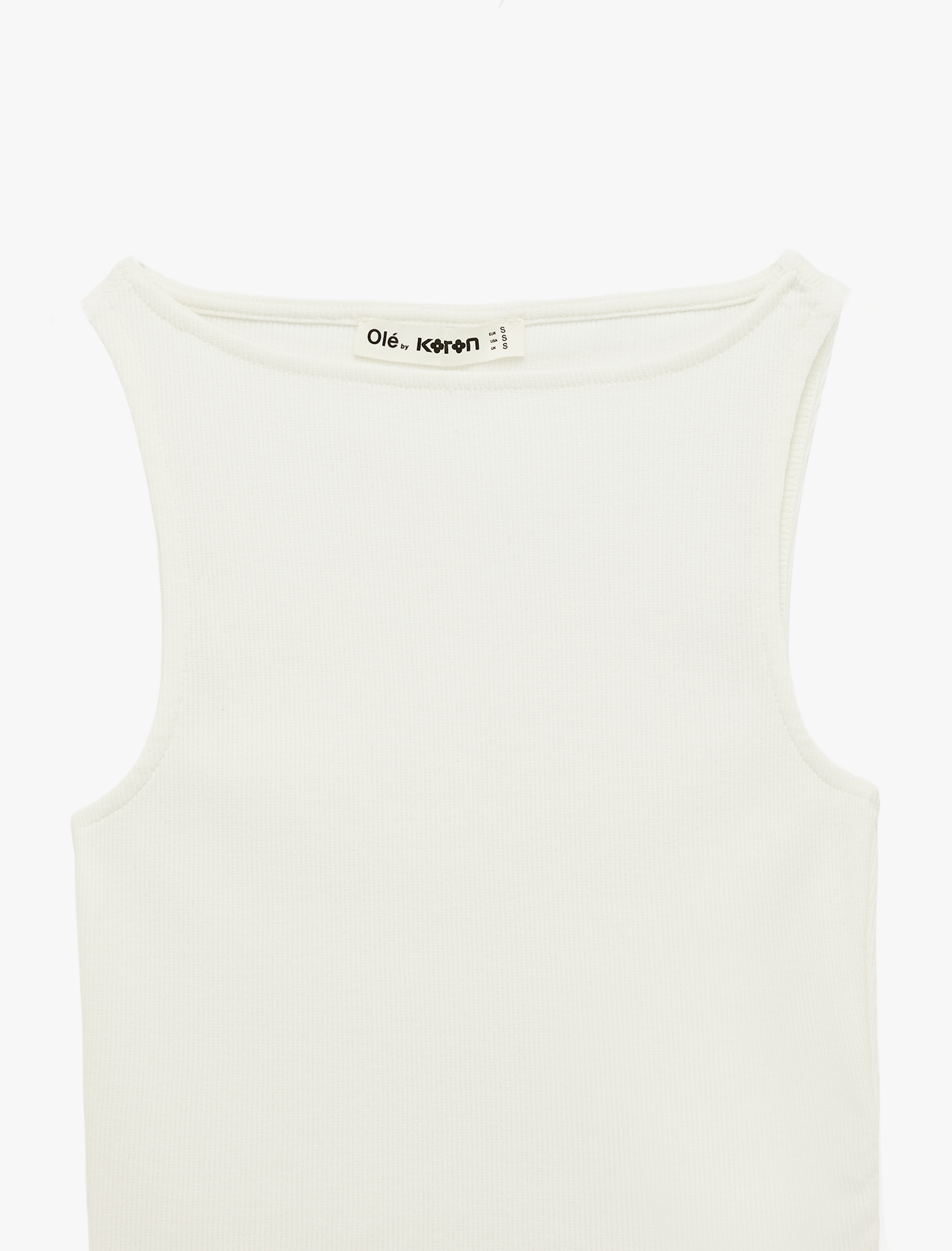   Kolsuz Kayık Yaka Slim Fit Crop Bluz