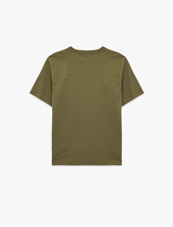  Regular Fit Kısa Kollu Pamuklu Bisiklet Yaka Baskılı Tişört