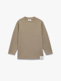 Uzun Kollu Bisiklet Yaka Pamuklu Basic Tişört