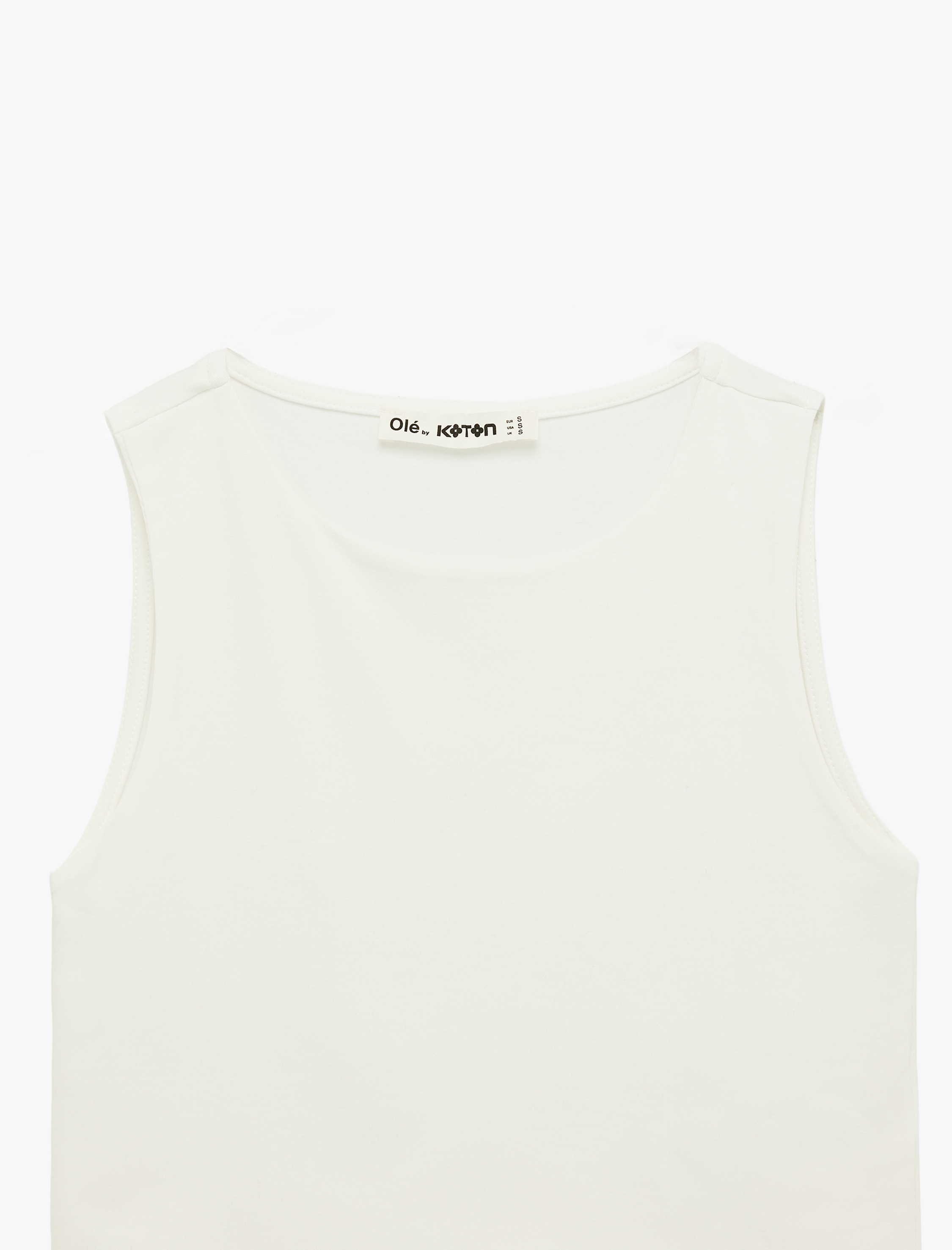   Kolsuz Bisiklet Yaka Slim Fit Crop Bluz