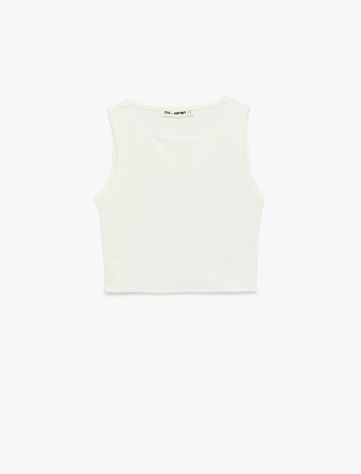  Kolsuz Bisiklet Yaka Slim Fit Crop Bluz