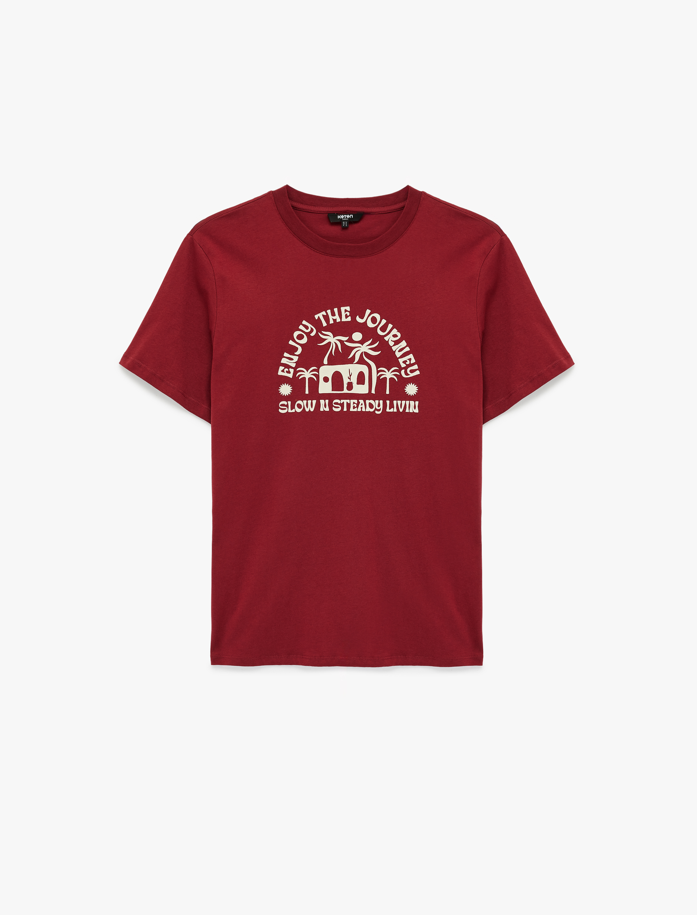   Regular Fit Kısa Kollu Bisiklet Yaka Pamuklu Baskılı Tişört