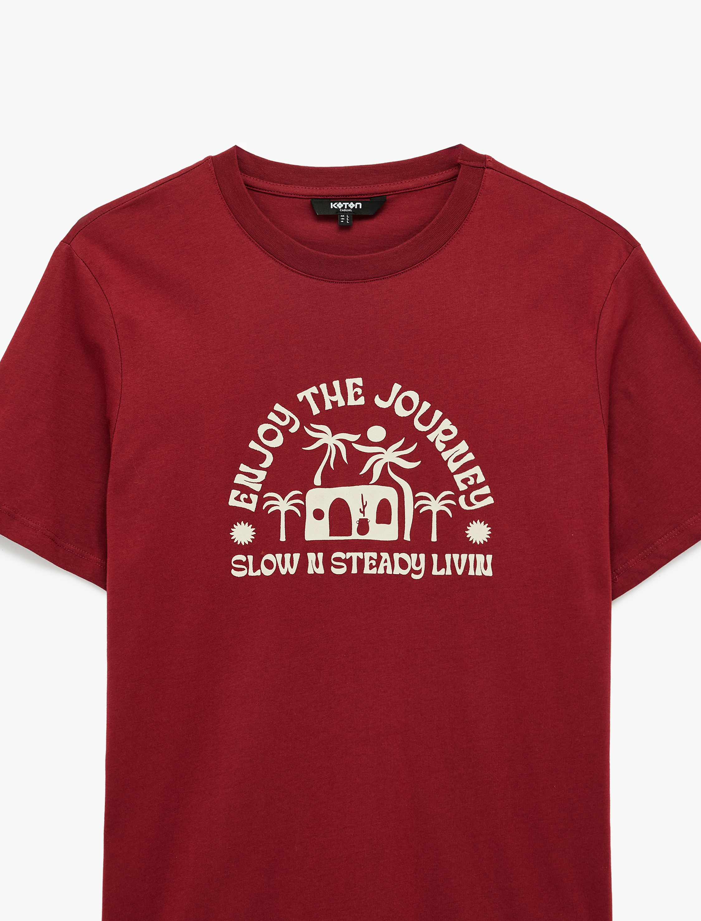   Regular Fit Kısa Kollu Bisiklet Yaka Pamuklu Baskılı Tişört