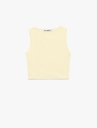 Kolsuz Bisiklet Yaka Slim Fit Crop Bluz