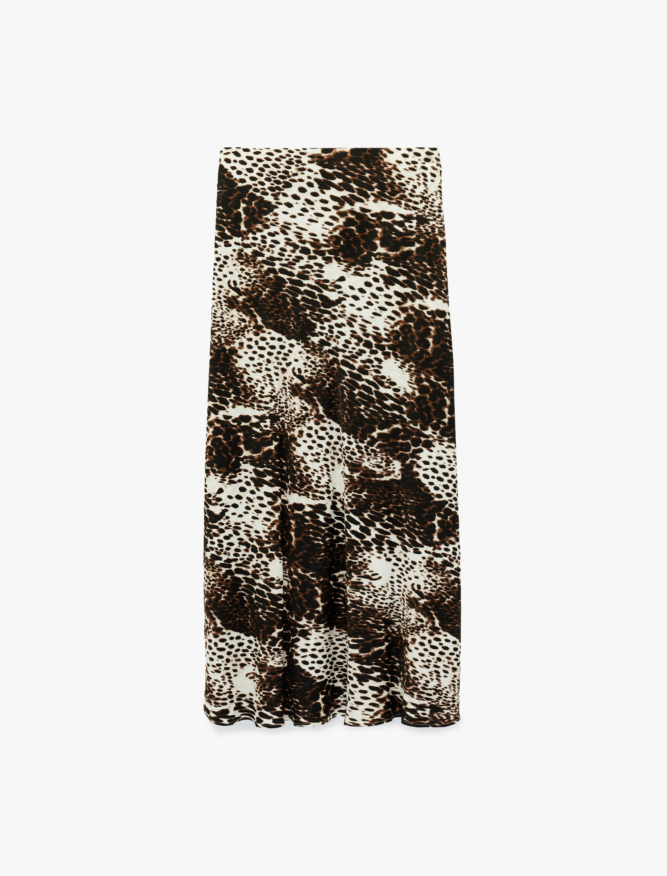   Çan Kesim Leopar Desenli Midi Saten Etek