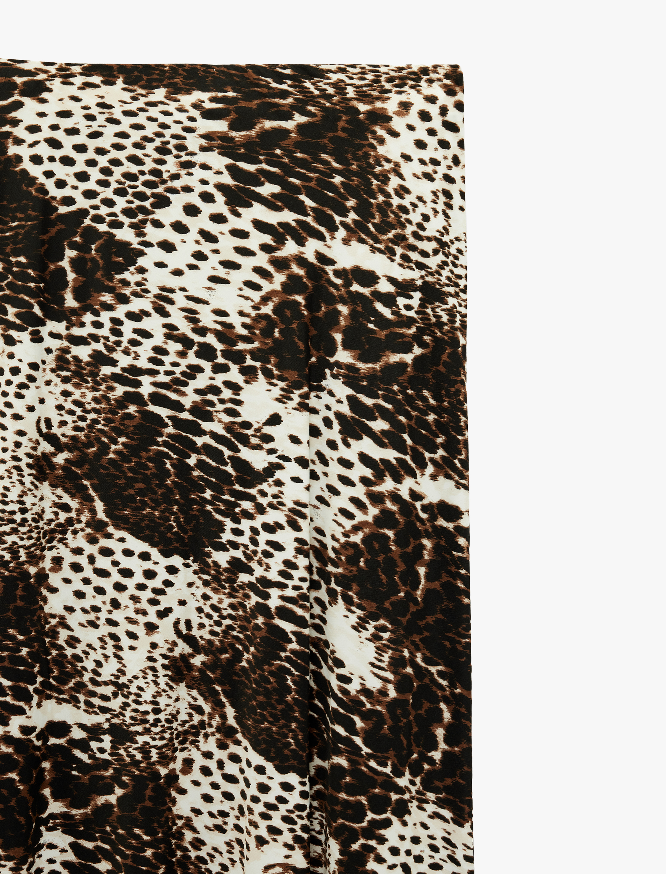   Çan Kesim Leopar Desenli Midi Saten Etek