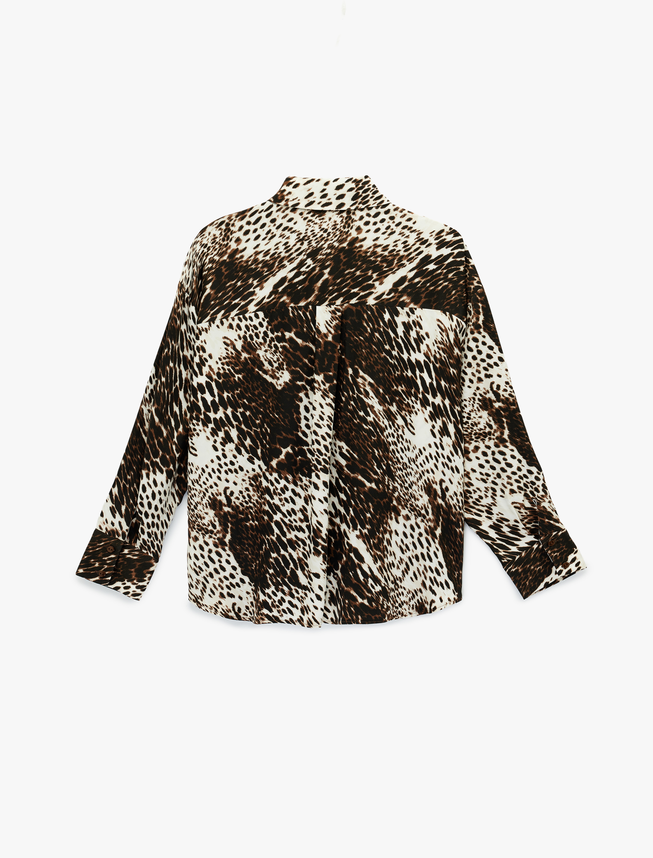   Regular Fit Uzun Kollu Leopar Desenli Saten Gömlek
