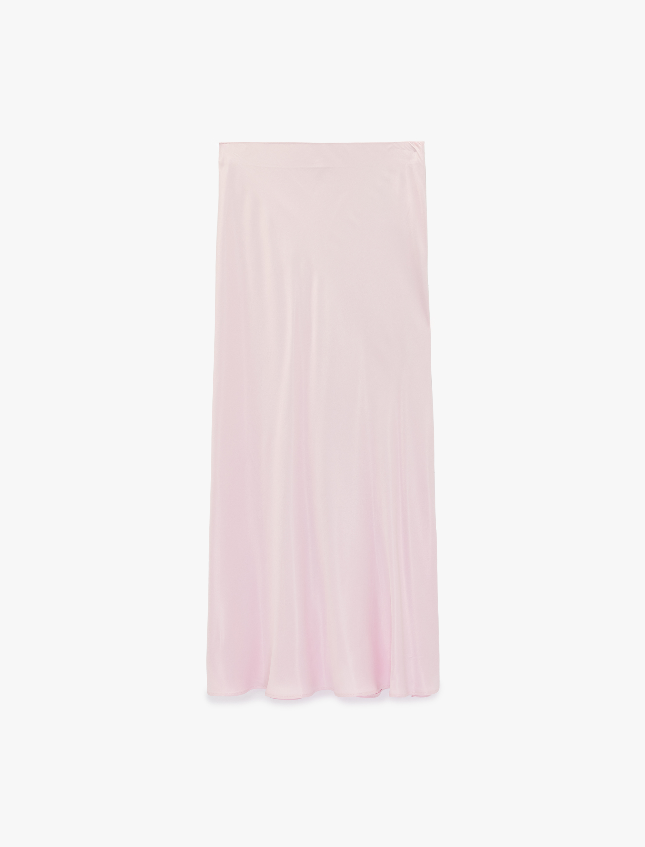   Viskon Balık Kesim Midi Saten Görünümlü Etek