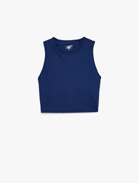 Kolsuz Bisiklet Yaka Slim Fit Crop Sporcu Atleti