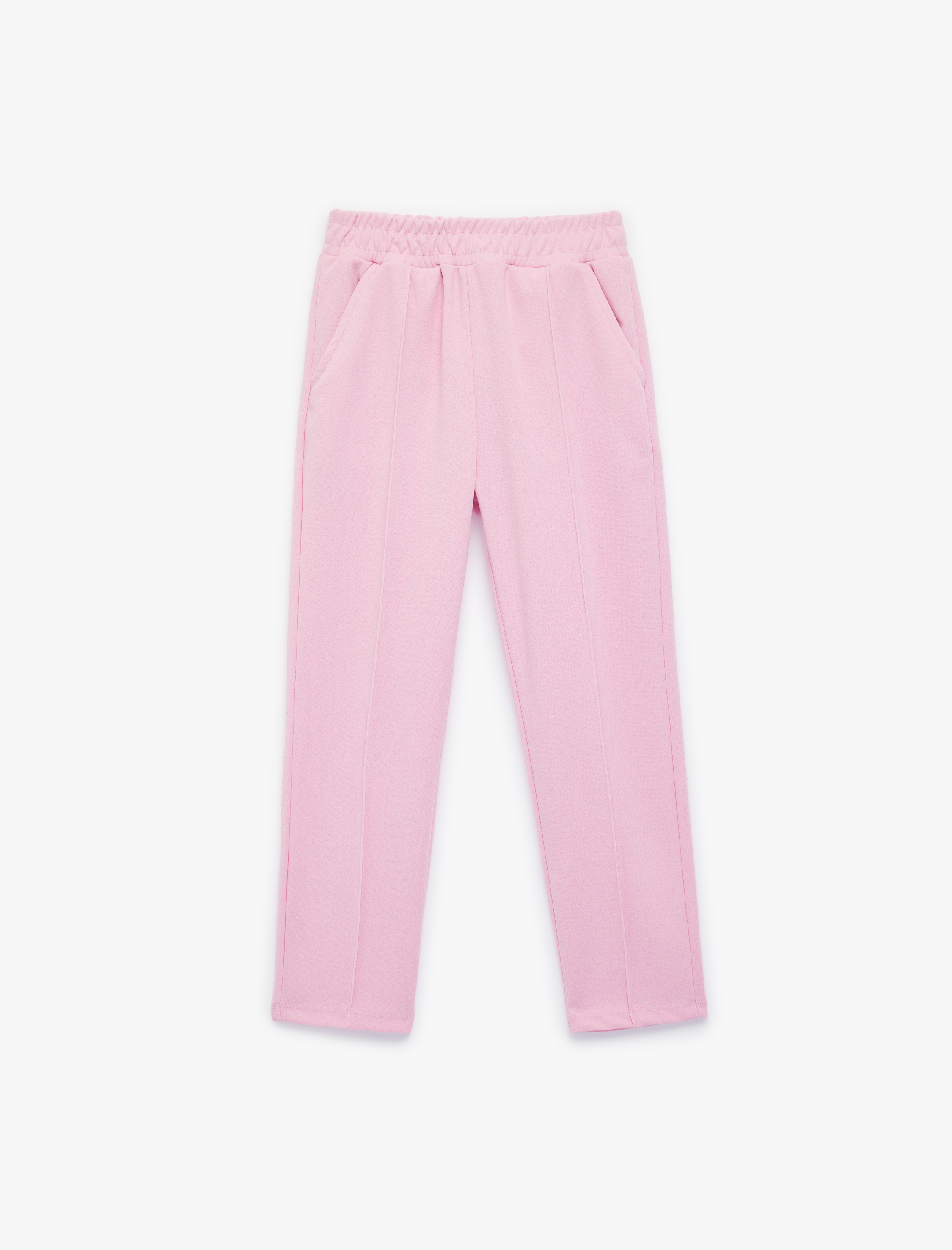  Kız Çocuk Beli Bağcıklı Cep Detaylı Basic Havuç Kesim Pantolon