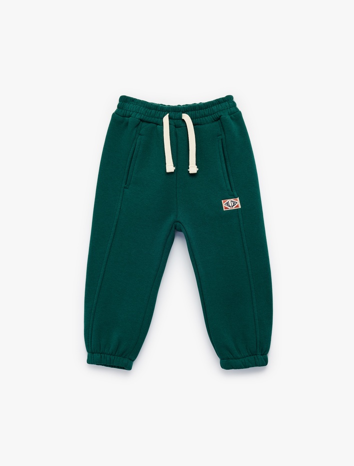 Erkek Bebek Beli Bağcıklı Cep Detaylı Pamuklu Jogger Eşofman Altı