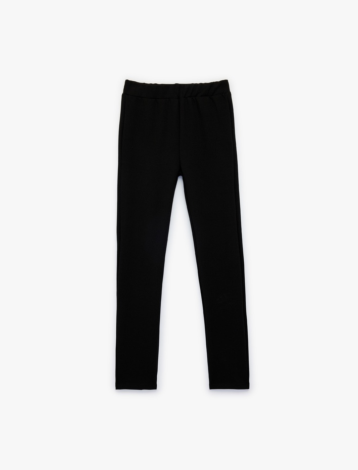 Kız Çocuk Beli Lastikli Viskon Karışımlı Basic Tayt