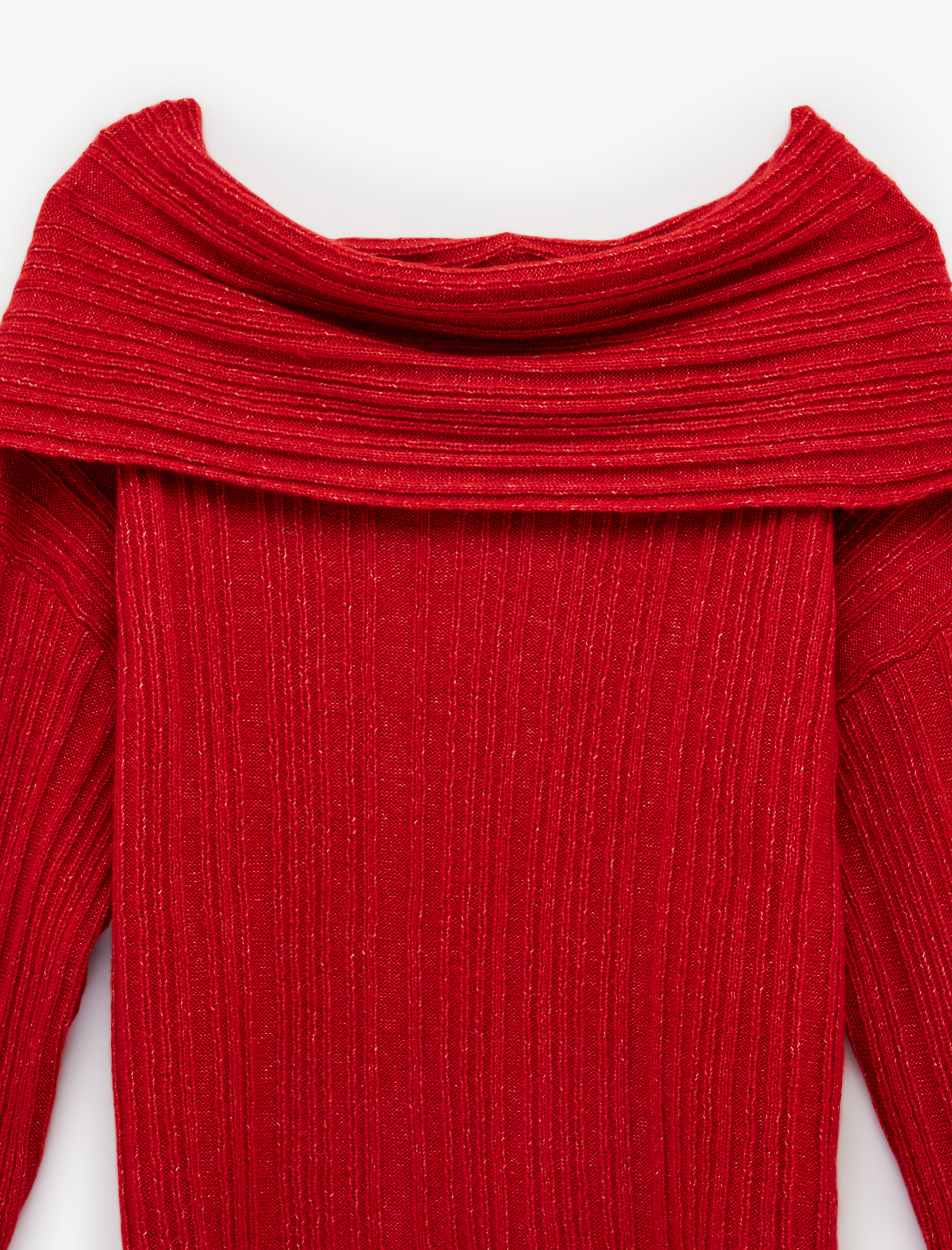   Uzun Kollu Omzu Açık Oversize Örgü Kazak