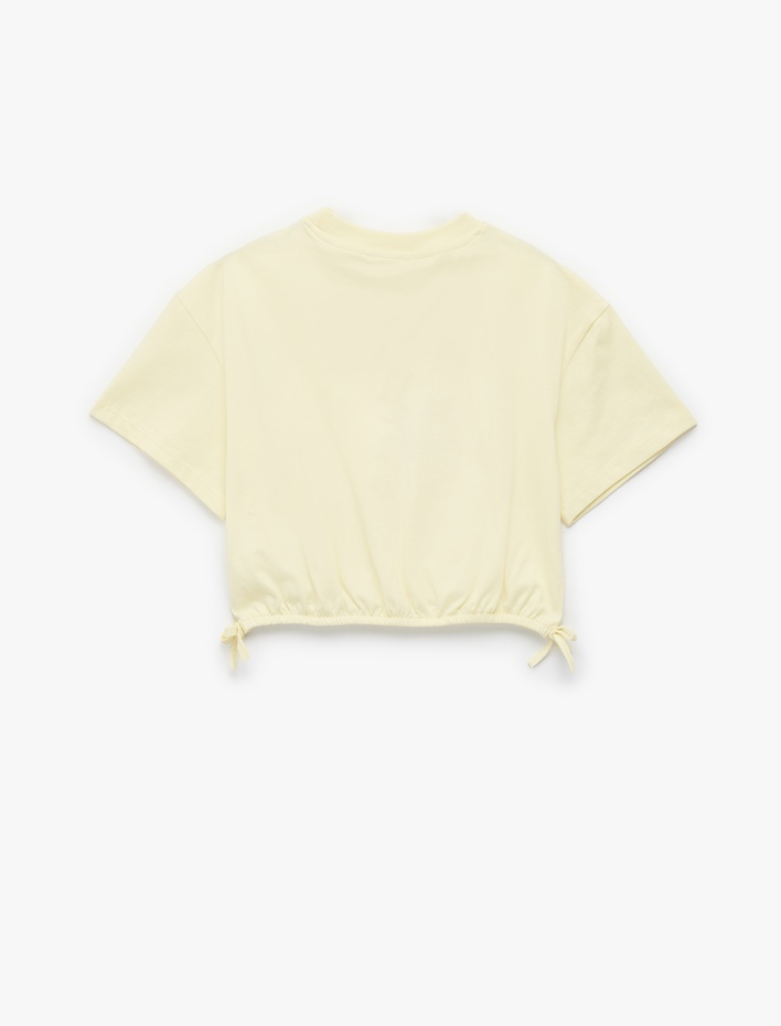 Kız Çocuk Kısa Kollu Bisiklet Yaka Baskılı Pamuklu Tişört