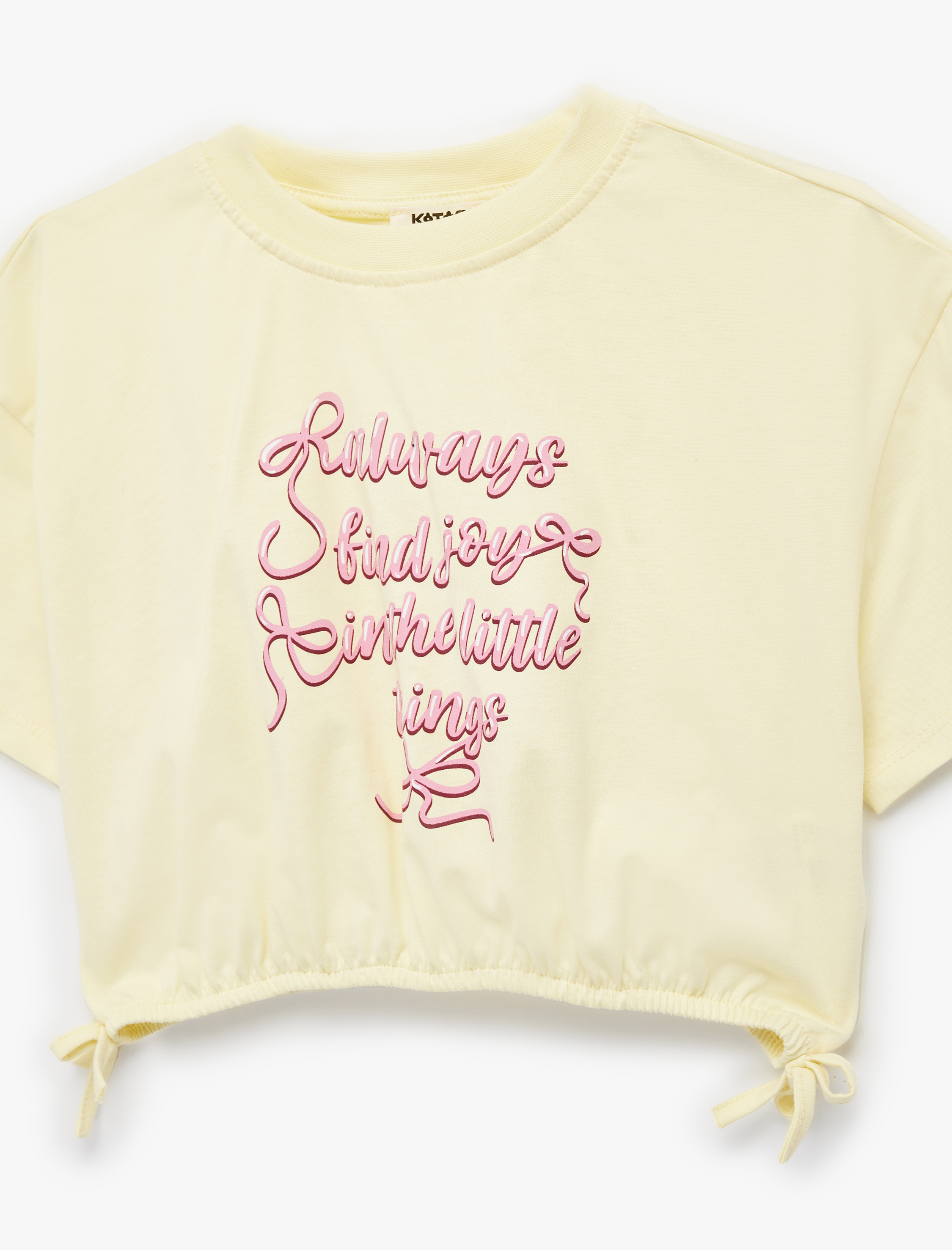  Kız Çocuk Kısa Kollu Bisiklet Yaka Baskılı Pamuklu Tişört