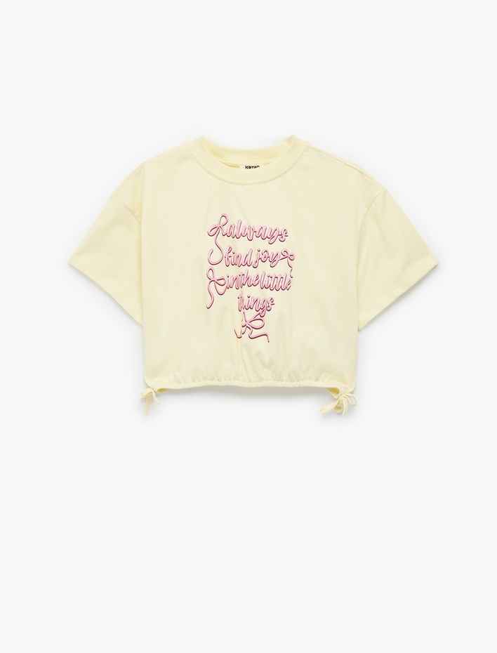 Kız Çocuk Kısa Kollu Bisiklet Yaka Baskılı Pamuklu Tişört