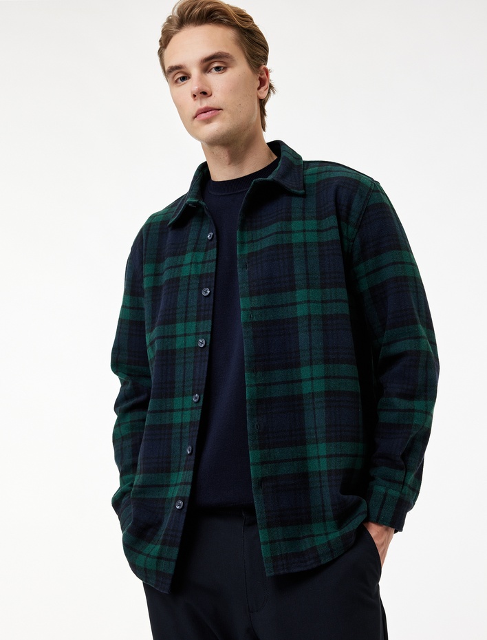  Regular Fit Uzun Kollu Klasik Yaka Oduncu Gömleği