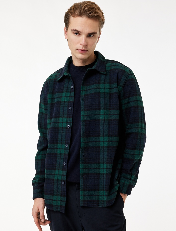  Regular Fit Uzun Kollu Klasik Yaka Oduncu Gömleği