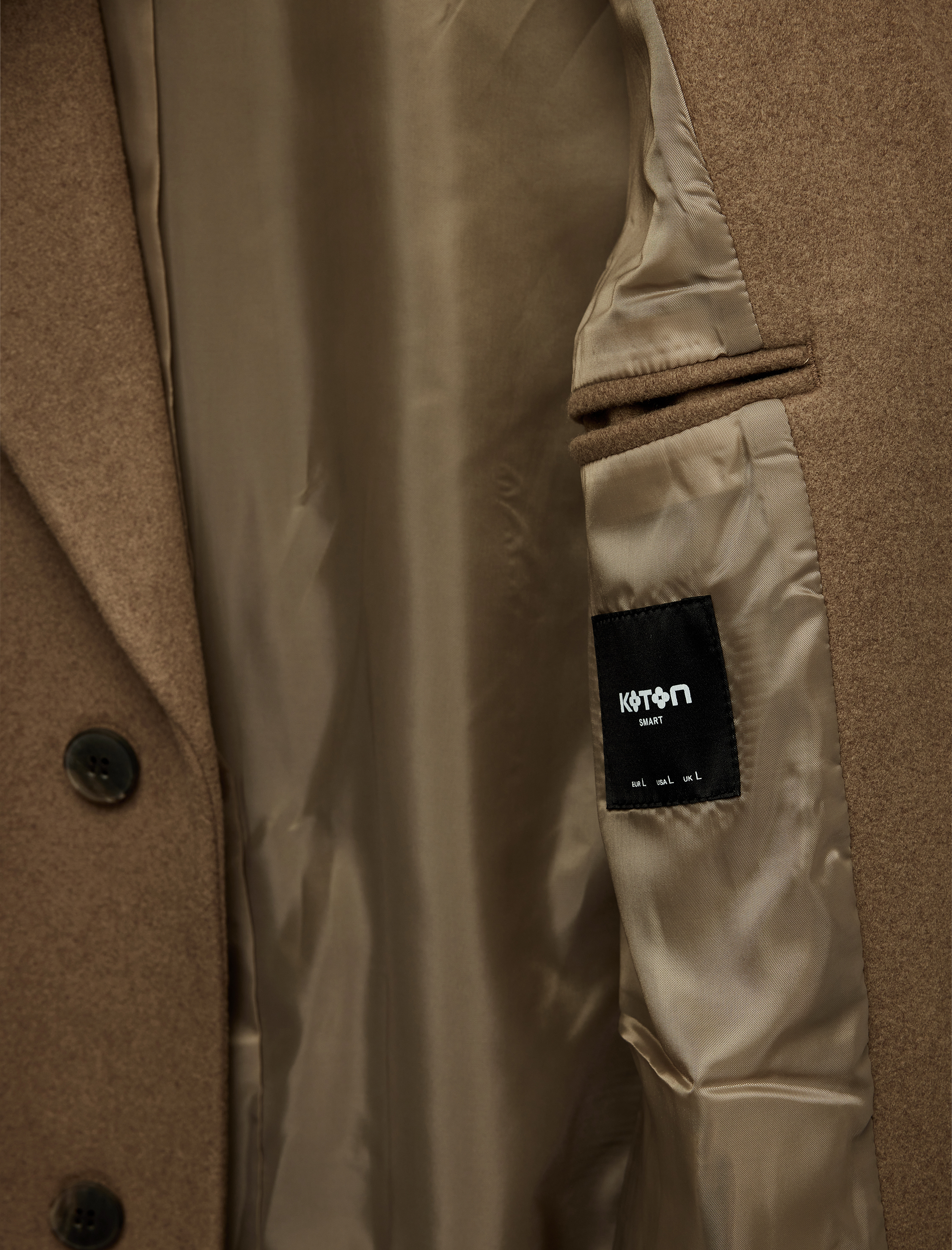   Regular Fit Cepli Mono Yaka Düğmeli Uzun Kaşe Kaban